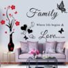 Wall Decor Stickers Family Letter Quotes Wall Decals Vase Wall Murals DIY Removable Wall Stickers for Living Room Bedroom Sofa Backdrop Tv Wall Background Home Decorations.