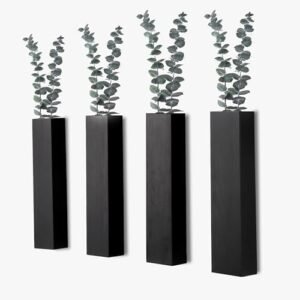 Wall Planters, Wood Wall Decor for Living Room, Bathroom, 4 Pack Lay Flat Wall Modern Farmhouse Vases for Decor Dried Flowers and Faux Greenery