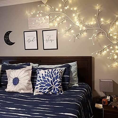 Wall Tree Lights for Home Decor,7.9ft 144 LED White Birch Tree Vine Lights with Warm White Vine String Lights, Willow Vine Lights for Wall Corner Fireplace Bedroom Living Room Decor