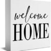 Welcome Home Sign Home Decor Desk Decor Wooden Box Sign Rustic Black Wood White Plaque Box Sign for Women Family Friends Farmhouse Living Room Kitchen Bedroom Shelf Table Decoration