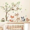 decalmile Woodland Animals Tree Wall Stickers Fox Deer Owl Wall Decals Baby Nursery Kids Bedroom Living Room Wall Decor