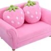 ARLIME Kids Sofa, Upholstered Toddler Couch Chair with Ergonomic Back & 2 Strawberry Pillows, Double Seat Toddler Armchair for Boys Girls