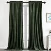 Benedeco Green Velvet Curtains for Bedroom Window, Super Soft Luxury Drapes, Room Darkening Thermal Insulated Rod Pocket Curtain for Living Room, W52 by L90 inches, 2 Panels