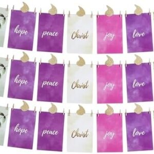 Christmas Candle Advent Banner Kit, Religious Seasonal Home Decor for Wall or Fireplace, 4 x 6 Inch Pieces (Pack of 3)