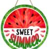 Deroro Sweet Summer Watermelon Front Door Sign, Red Green Wood Door Hanger Outdoor Outside Porch Decor, Seasonal Wooden Wreath Indoor Wall Hanging Decoration