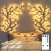 Enchanted Willow Vine Room Decor: 7.5Ft Home Decorations Flexible Fairy Lights with Remote Control, 144 LEDs Twinkle Tree Lighted Branches for Wall Bedroom Living Room (2 Pack)