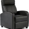 FDW Wingback Recliner Chair Leather Single Modern Sofa Home Theater Seating for Living Room,Black