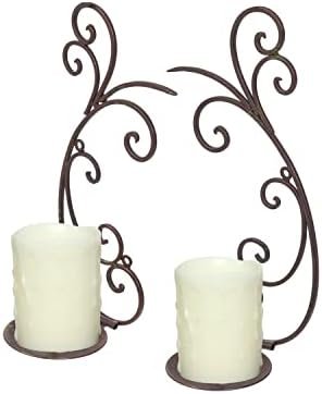 GUSUWOD Set of 2 Metal Wall Candle Holder, Candle Sconces Wall Decor, Bronze