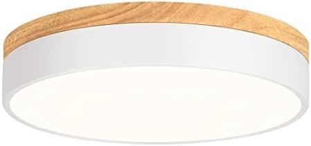 Goomavi Modern Dimmable LED Close to Ceiling Light, 2700K-6000K 5CCT Selectable Round White Wood Flush Mount Ceiling Light Fixtures, Minimalist Ceiling Lamp for Bedroom, Kitchen, Hallway-11.8in