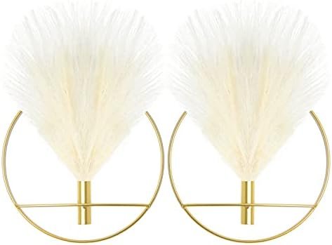 LBLVATOR 2 Gold Boho Wall Decor (11.8x11.8 Inch), Pampas Grass, Hanging Fake Plant, Artificial Plants For Home Decor Indoor, Wall Decor For Bathroom, Bedroom, Office, Living room, Kitchen