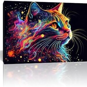 MUHJDYC Cat Pictures Wall Decor Modern Artwork Printed Cat Wall Art on for Wall Decor Ready to Hang 50x75(20x30inch)