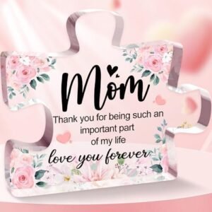 Mothers Day Gifts for Mom from Daughter Son Engraved Acrylic Block Puzzle Piece Christmas Thanksgiving Valentine's Birthday Gifts for Wife Ideas