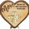 Personalized Wood Mothers Day Puzzle Sign Gift For Mom,Personalized Mom Puzzle Sign Plaque with Custom Kids Names| MOM Puzzle Piece Wall Decor Family Mother Day's Birthday Gift for Mother Mom Grandma