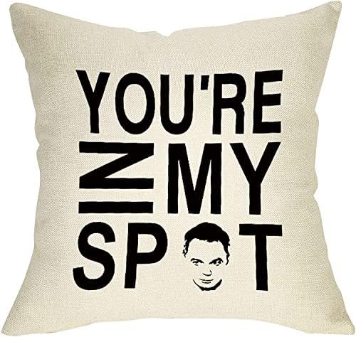 Pycat You're in My SPOT Throw Pillow Cover 16x16 for Sofa Couch, Farmhouse Pillowcase Cushion Case Home Decor, Seasonal Engagement Present Housewarming Gift Wedding Decorative Cotton Linen Decorations