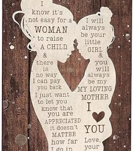 Smilelife To My Mom Sign I Love You Mom Gift From Daughter Perfect For Home Office Bedroom Kitchen Women Shed Decor 12" x 8"(3199)