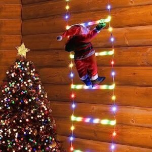 Toodour LED Christmas Light - Christmas Decorative Ladder Lights with Santa Claus, Christmas Decorations Lights for Indoor Outdoor, Window, Garden, Home, Wall, Xmas Tree Decor (2.5FT, Multicolor)