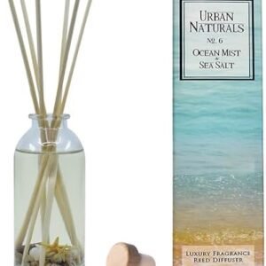 Urban Naturals Ocean Mist & Sea Salt Reed Diffuser Set | Made with Essential Oils & Real Botanicals | Decorative Air Freshener for Large Rooms | Beautiful Home Décor Makes a Great Gift