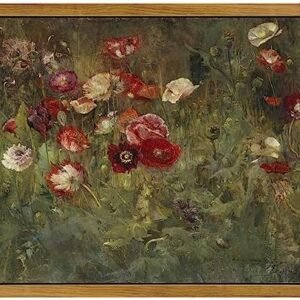 WITCOLOR Framed Canvas Wall Art, 8×10in Vintage Wall Art Decor for Living Room Retro Nature Floral Wood Wall Art Prints Classical Flower Painting for Bedroom Office Home Decoration