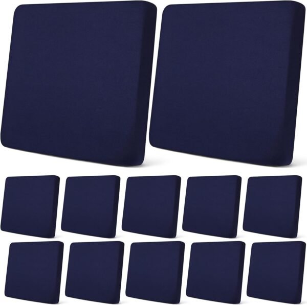 12 Pcs Stretch Sofa Couch Cushion Covers Patio Outdoor Cushion Covers Replacement Waterproof Couch Covers Individual Slipcovers Washable Furniture Protector for Pets (Navy,20-27 Inch)