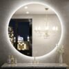 36 Inch LED Round Mirror,Backlit Lighted Bathroom Mirror,6000K Wall Mounted Round Mirror with Lights,Frameless Circular Light Mirror,Anti-Fog&Dimmable,CRI90+,IP54 Waterproof