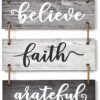 Family Wall Decor Sign - Farmhouse Rustic Home Decoration for Living Room Bedroom - Inspirational Large Wall Hanging Plaque 6pcs 38x12 Inches