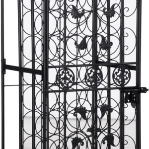 HOMCOM 45 Bottle Wrought Iron Wine Rack Jail with Lock - Black