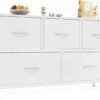 OLIXIS Dresser Storage with 5 Organizer Closet Chest Small Clothes Fabric Cabinet, Kids Furniture Drawer Binis, Nightstand for Bedroom, Living Room, Nursery, Entryway, White