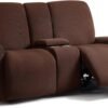 ULTICOR Jacquard Design Reclining Loveseat with Middle Console Slipcover, 8-Piece Stretch Sofa Covers, 2 seat Loveseat Recliner Cover, Washable (Chocolate, Loveseat with Console Recliner Cover)