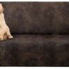 molasofa Sofa Covers for Home Décor,Soft 3 Cushion Couch Covers for Sofa Covers Leather-Like Spandex,1-Piece Couch Cover for Dogs/Cats/Kids(Sofa, Dark Brown)